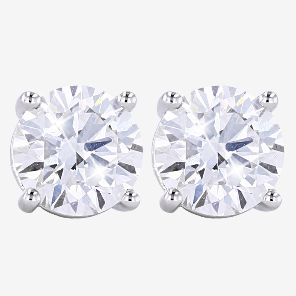 9ct White Gold Real Diamond Lab-Grown Stud Earrings 4.00ct